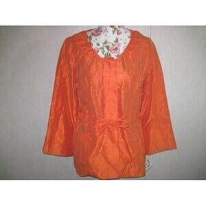 Juliana Collezione Womens Blouse Jacket S Small Orange Shimmery Career Party NWT